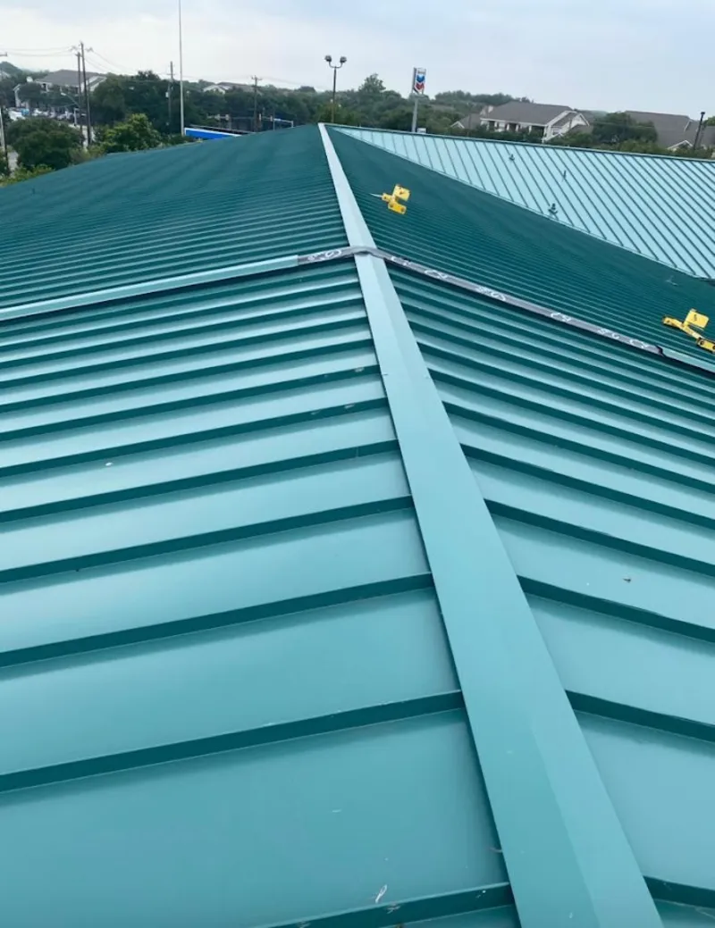 Green commercial metal roof ridge and valley for Metal Roof Repair in Grants Pass
